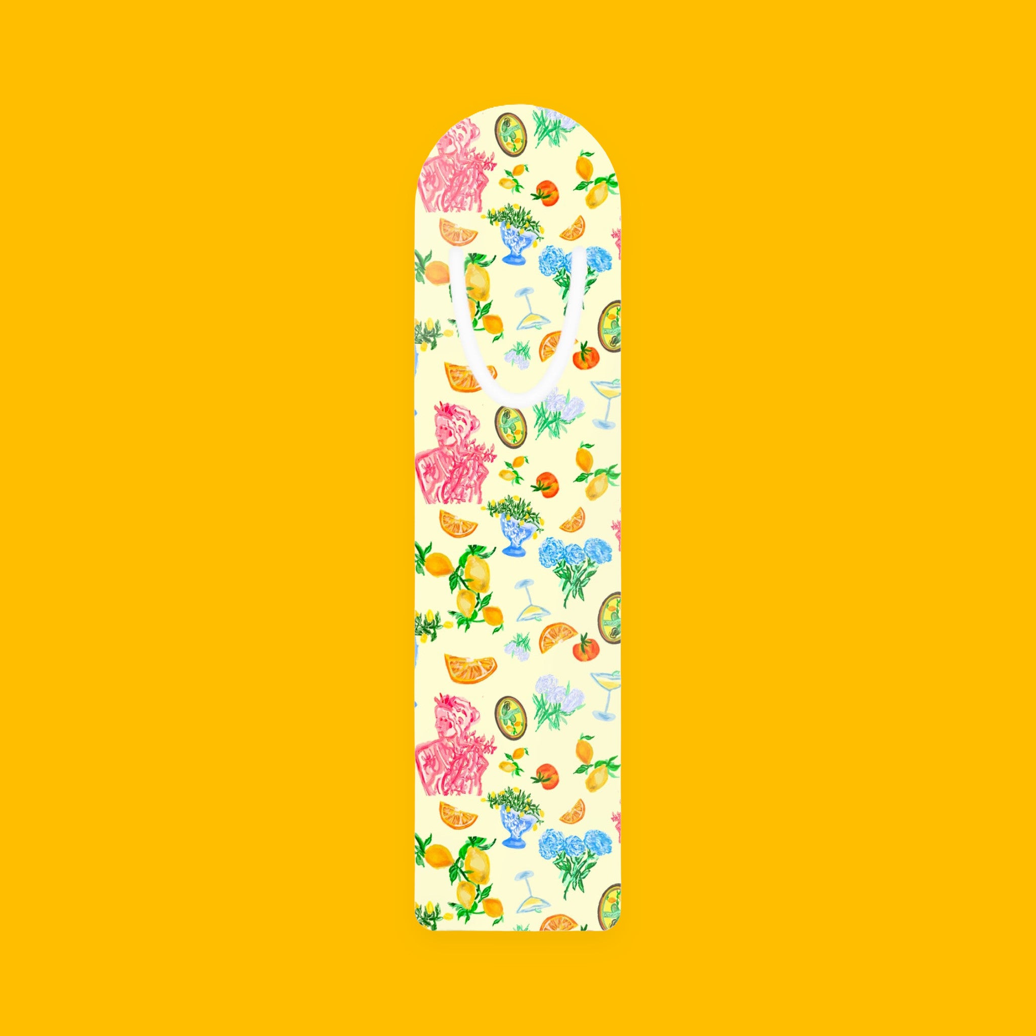 Tropical Cocktail Pattern Bookmark Bright Citrus & Floral Metal Bookmark