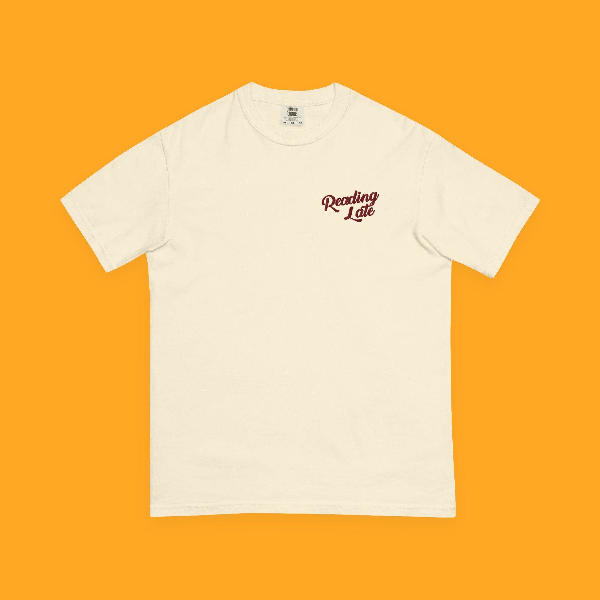 Reading Late Embroidered Heavyweight Tee with embroidered "Reading Late" design — view 10 of 11
