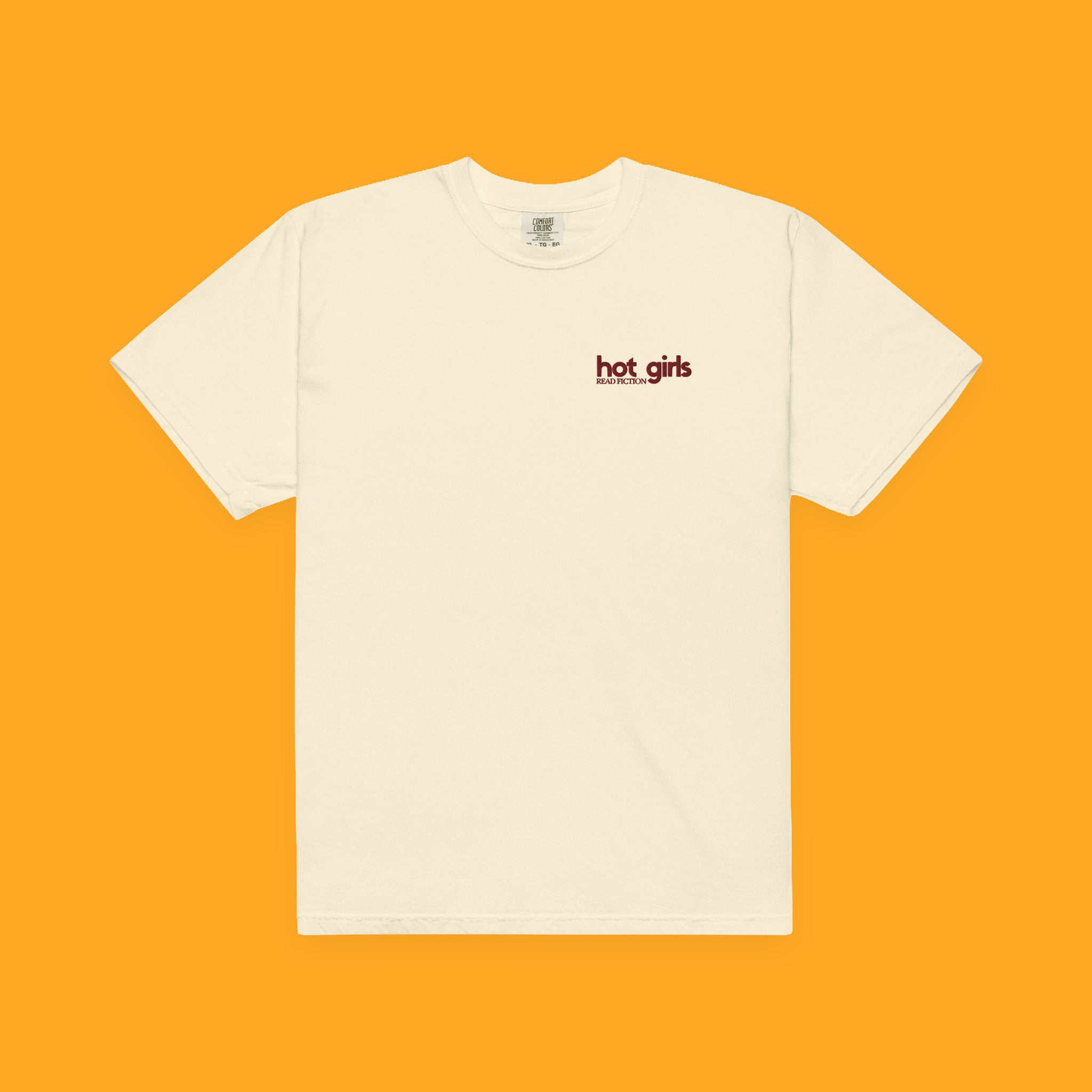 Hot Girls Read Fiction Embroidered Heavyweight Tee with embroidered "Hot Girls Read Fiction" design — view 10 of 11