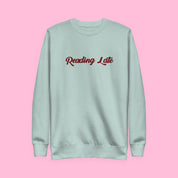 Reading Late Embroidered Sweatshirt with embroidered "Reading Late" design — view 4 of 13