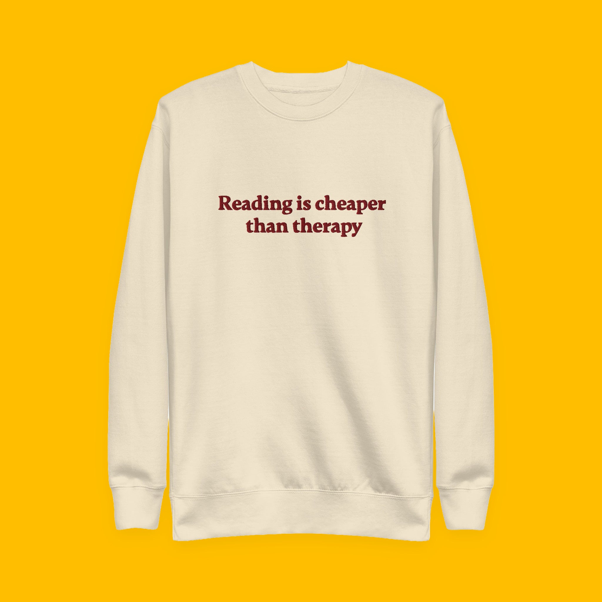 Reading Is Cheaper Embroidered Sweatshirt with embroidered "Reading Is Cheaper" design — view 5 of 8