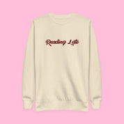 Reading Late Embroidered Sweatshirt with embroidered "Reading Late" design — view 10 of 13