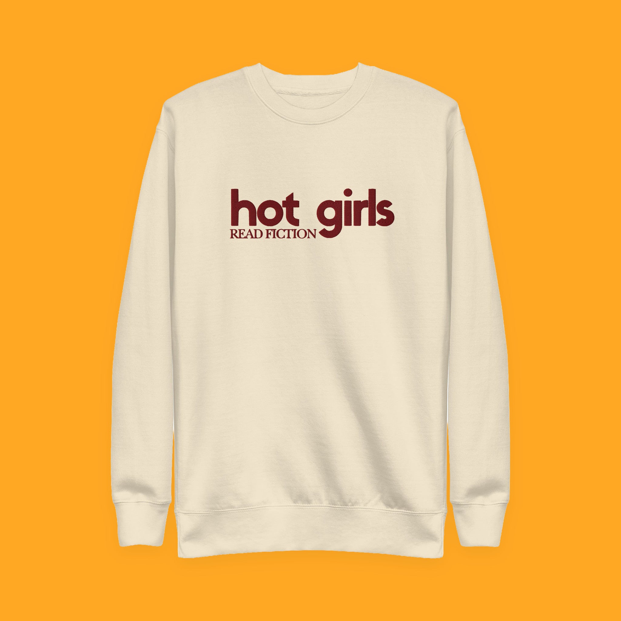 Hot Girls Read Fiction Embroidered Sweatshirt with embroidered "Hot Girls Read Fiction" design — view 6 of 9