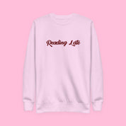 Reading Late Embroidered Sweatshirt with embroidered "Reading Late" design — view 8 of 13