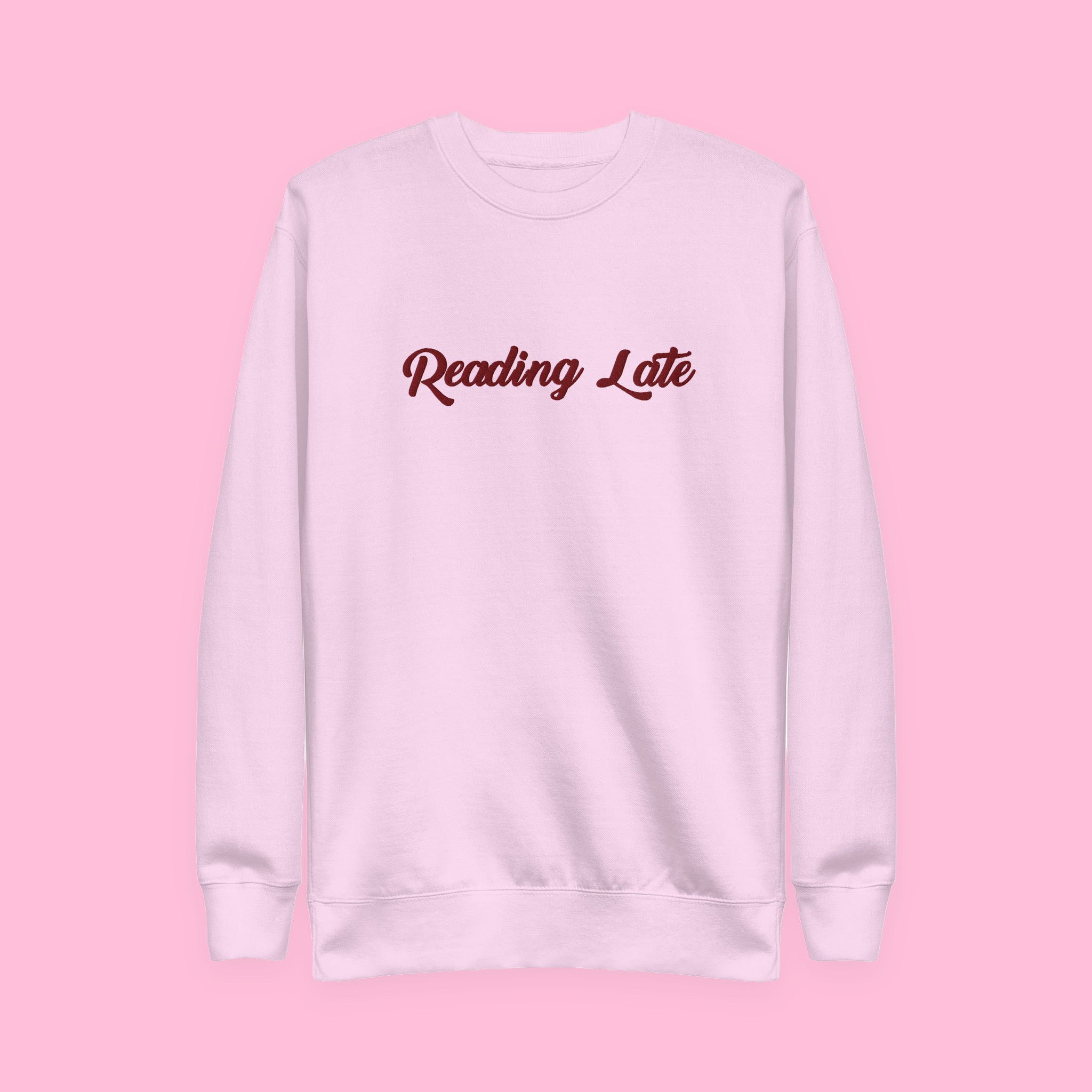 Reading Late Embroidered Sweatshirt with embroidered "Reading Late" design — view 8 of 13