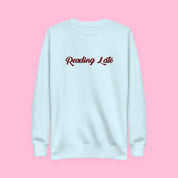 Reading Late Embroidered Sweatshirt with embroidered "Reading Late" design — view 12 of 13