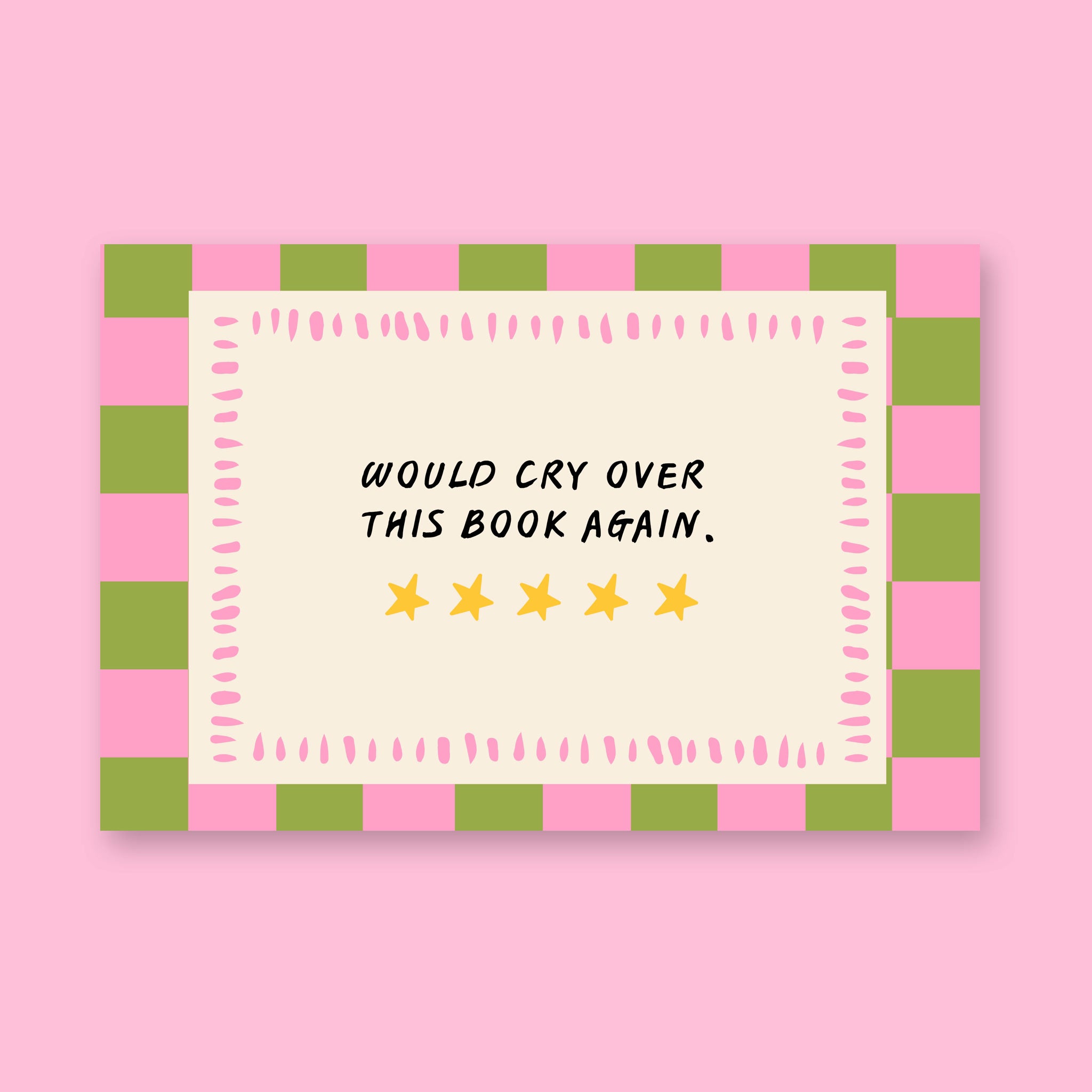 Would Cry Over This Book Again 24x36 bookish wall art poster on a pink background